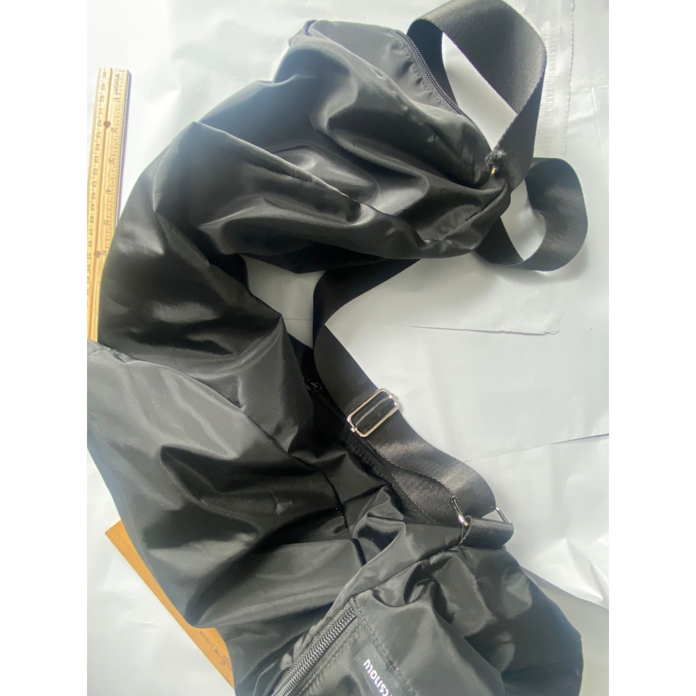 Sportonshu Black Nylon Convertible Sling Backpack Bag